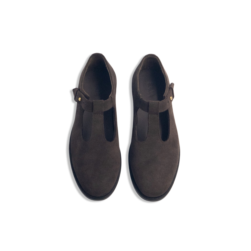 T-bar Loafers - Brown Suede